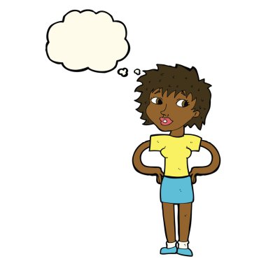 el HIPS düşünce balonu ile kadınla çizgi film