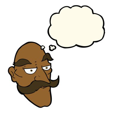 Düşünce baloncuğu olan yaşlı bir adam yüzü