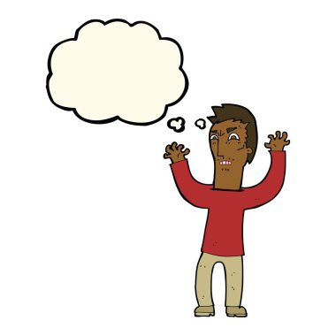 Düşünce baloncuğu olan kızgın bir adam.