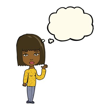 düşünce balonu ile sallayarak çizgi film kadın