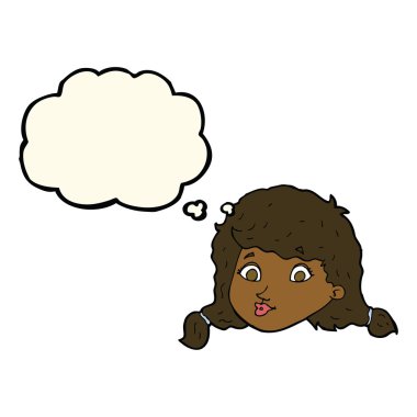 çizgi film oldukça kadın yüzü düşünce balonu ile