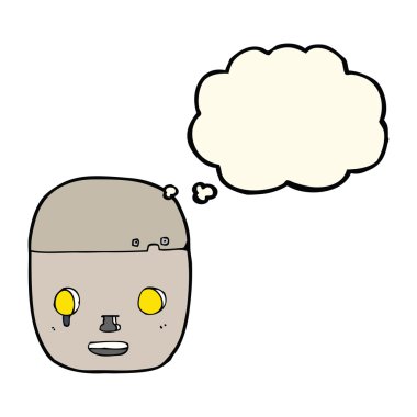 Düşünce baloncuklu robot kafası