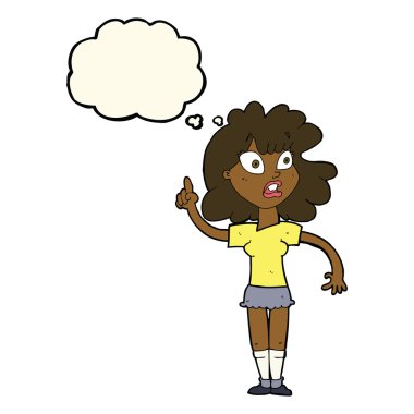 çizgi film kadın yapma noktası düşünce balonu ile