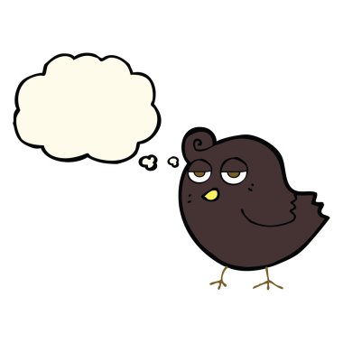 Düşünce baloncuklu çizgi film kuşu