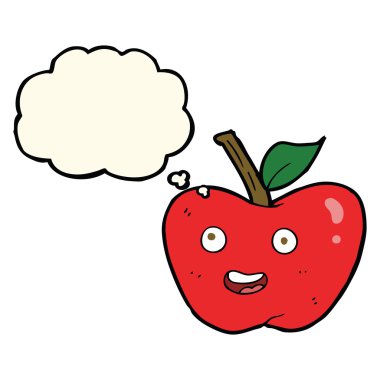 Düşünce baloncuklu çizgi film elması