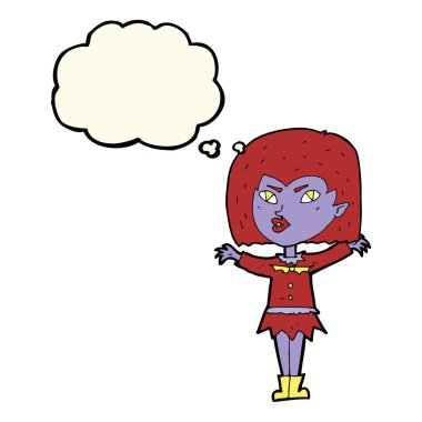 Düşünce baloncuğu olan vampir kız.