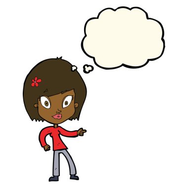 çizgi film güzel kadın düşünce balonu ile işaret