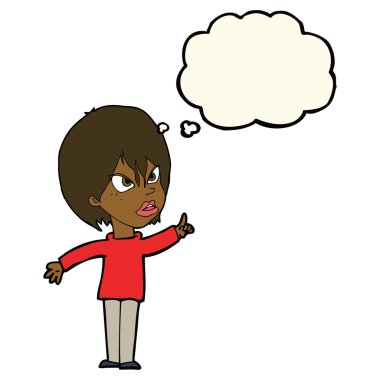 düşünce balonu ile savunarak çizgi film kadın