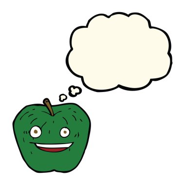 Düşünce baloncuklu çizgi film elması
