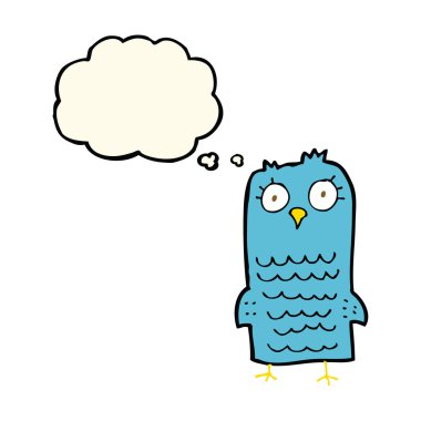 Düşünce baloncuklu çizgi film kuşu