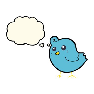 Düşünce baloncuklu çizgi film kuşu