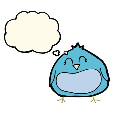 çizgi film şişman kuş düşünce balonu ile