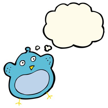 çizgi film şişman kuş düşünce balonu ile