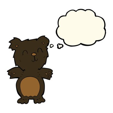 çizgi film sevimli siyah ayı yavrusu ile düşünce balonu