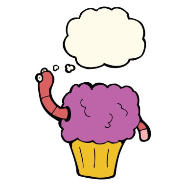 Düşünce baloncuklu kek solucanı.