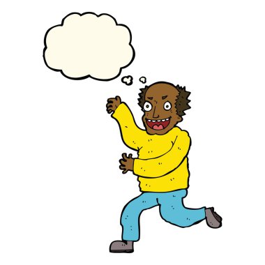 Düşünce baloncuğu olan kötü yaşlı adam çizgi filmi