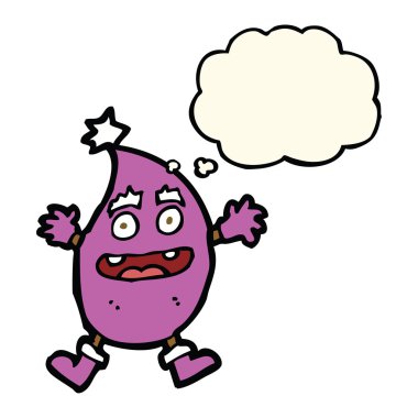 karikatür komik yaratık düşünce balonu ile