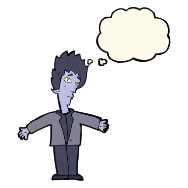 Düşünce baloncuğu olan vampir adam.