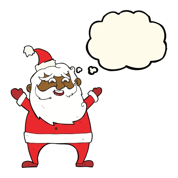 Vrolijk santa cartoon met gedachte zeepbel — Stockvector