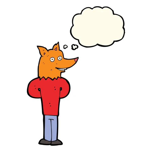 Cartoon fox man with thought bubble — Stock Vector