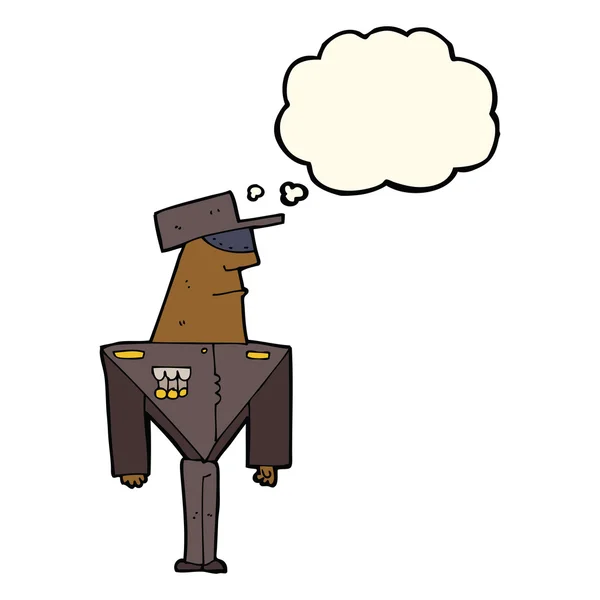 Cartoon Guard mit Gedankenblase — Stockvektor