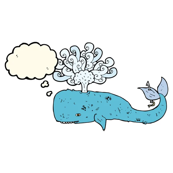 Cartoon whale with thought bubble — Stock Vector