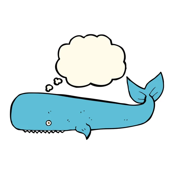 Cartoon whale with thought bubble — Stock Vector