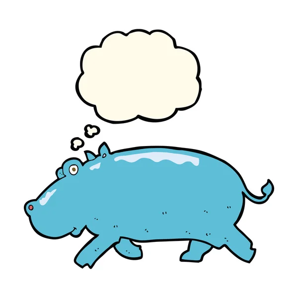 Hipopótamo de dibujos animados con burbuja de pensamiento — Archivo Imágenes Vectoriales