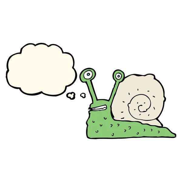 Caracol de dibujos animados con burbuja de pensamiento — Vector de stock