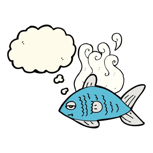 Dibujos animados peces divertidos con burbuja de pensamiento — Vector de stock