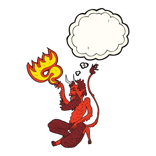 Dessin animé diable traditionnel avec bulle de pensée — Image vectorielle