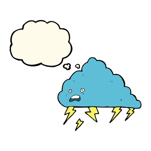 Desenho animado thundercloud com bolha de pensamento —  Vetores de Stock