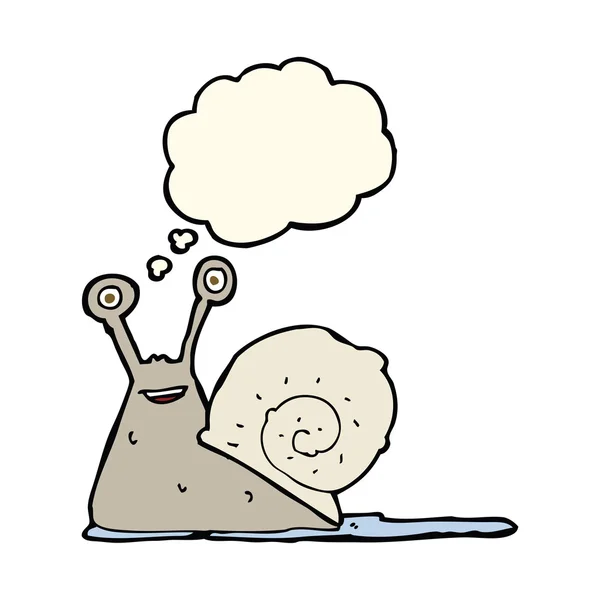 Caracol de dibujos animados con burbuja de pensamiento — Vector de stock