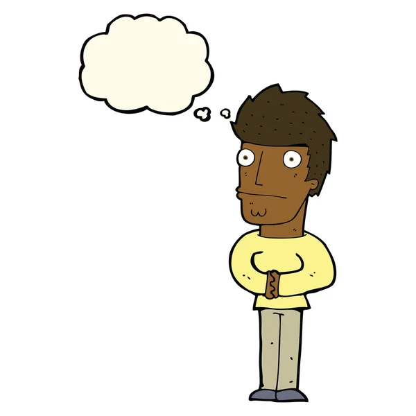 Karikatur beunruhigt Mann mit Gedankenblase — Stockvektor