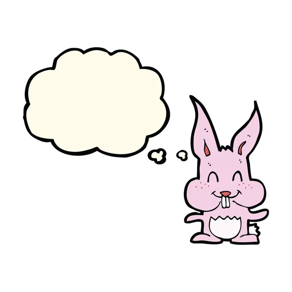 Kelinci kartun dengan pikiran gelembung - Stok Vektor