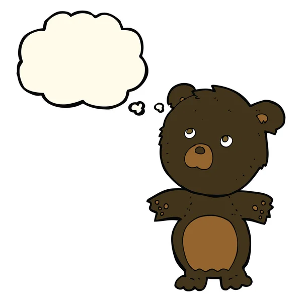 Kreslený vtipný medvídek s myšlenkovou bublinou — Stockový vektor