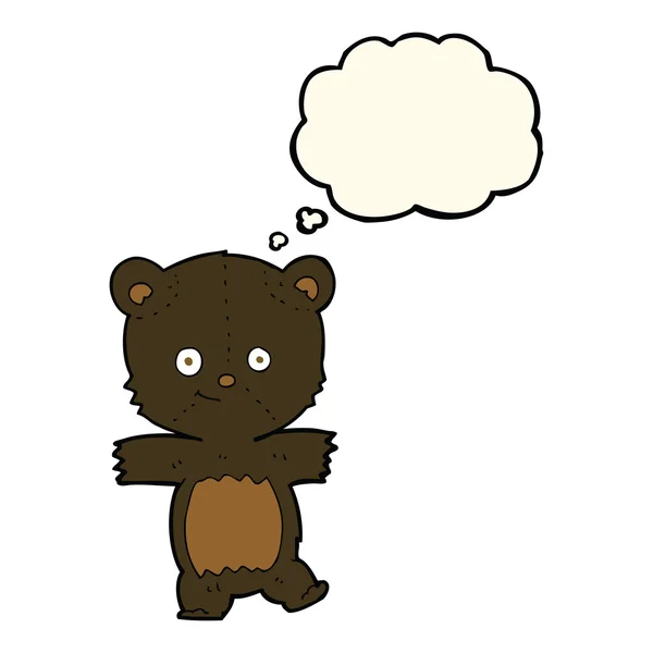 Cartoon niedlicher Schwarzbär mit Gedankenblase — Stockvektor