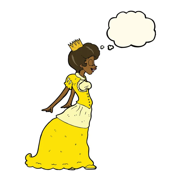 Καρτούν πριγκίπισσα με φούσκα σκέψης — Διανυσματικό Αρχείο