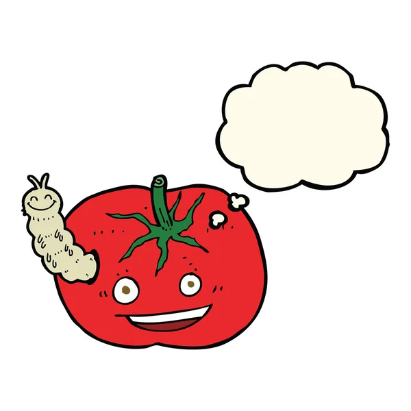 Мультфильм помидор с жуком с мыслепузырём — стоковый вектор