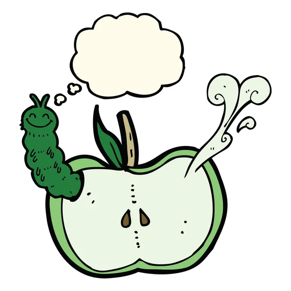 Karikatür elma ile düşünce baloncuğu — Stok Vektör