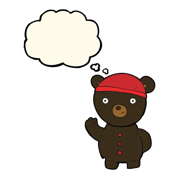Kreskówka black bear cub z myśli bańki — Wektor stockowy