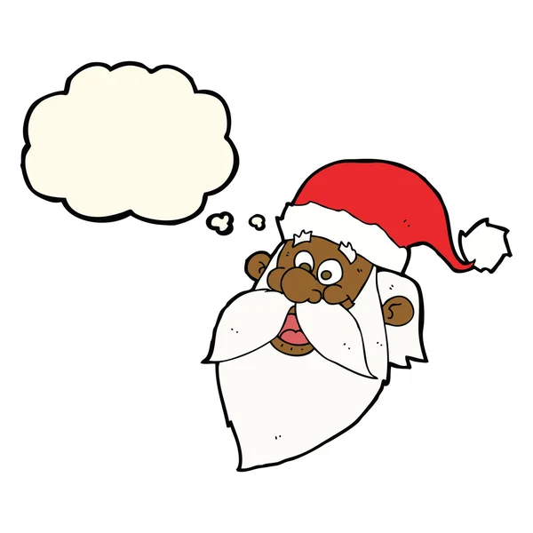 Cartoon jolly santa claus gezicht met gedachte zeepbel — Stockvector