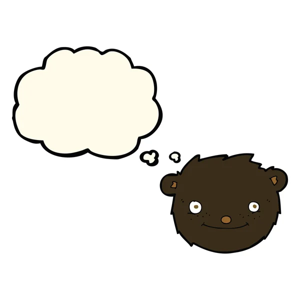 Cartoon svartbjörn huvud med tankebubbla — Stock vektor