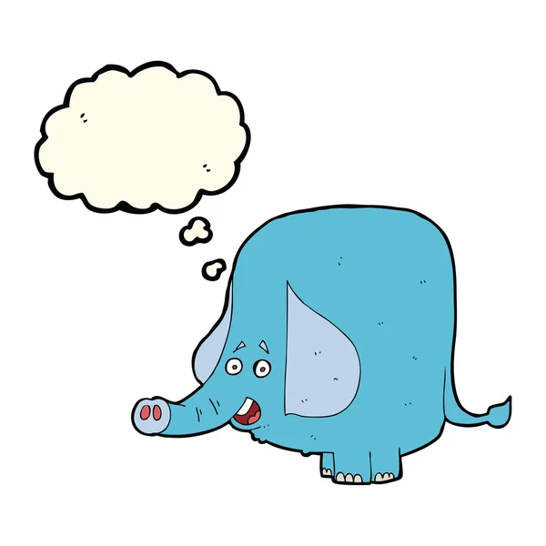 Elefante divertido de dibujos animados con burbuja de pensamiento — Vector de stock