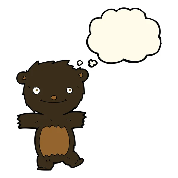 Karikatur Schwarzbärenjunges mit Gedankenblase — Stockvektor