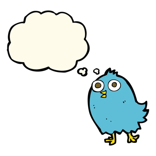 Kreslený šťastný pták s myšlenkovou bublinou — Stockový vektor