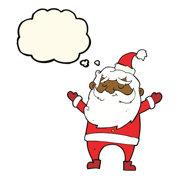 Cartoon gelukkig santa claus met gedachte zeepbel — Stockvector