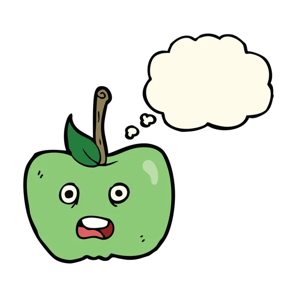 Cartoon-Apfel mit Gedankenblase — Stockvektor