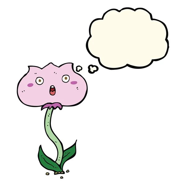 Dessin animé fleur choquée avec bulle de pensée — Image vectorielle