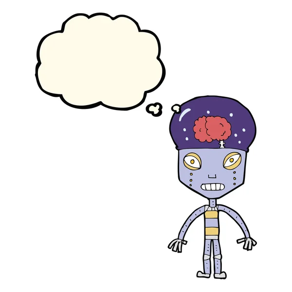Zeichentrick-Roboter mit Gedankenblase — Stockvektor
